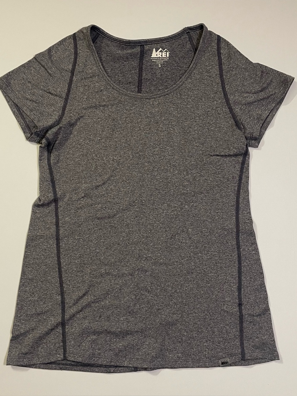 REI Gray Topstitch Athletic Top size S